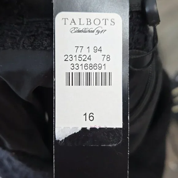 Talbots Tweed Elegant Black Women's Skirt Slit In Back Plus Size Curvy Size 16 - Picture 9 of 9